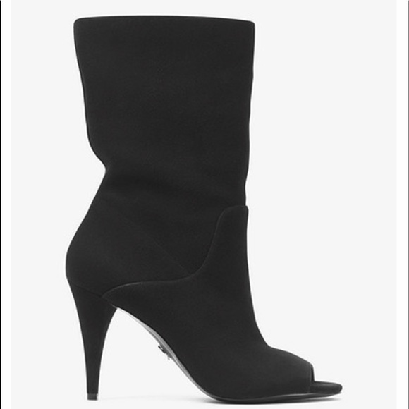 Michael Kors "Elaine" Suede Open-Toe Black Bootie - Picture 4 of 5